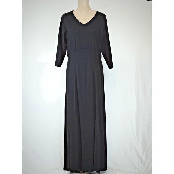 Norm Thompson Dresses & Skirts - Vintage Y2K Norm Thompson Black Knit Maxi Dress XL #5-0172 Elbow Sleeve